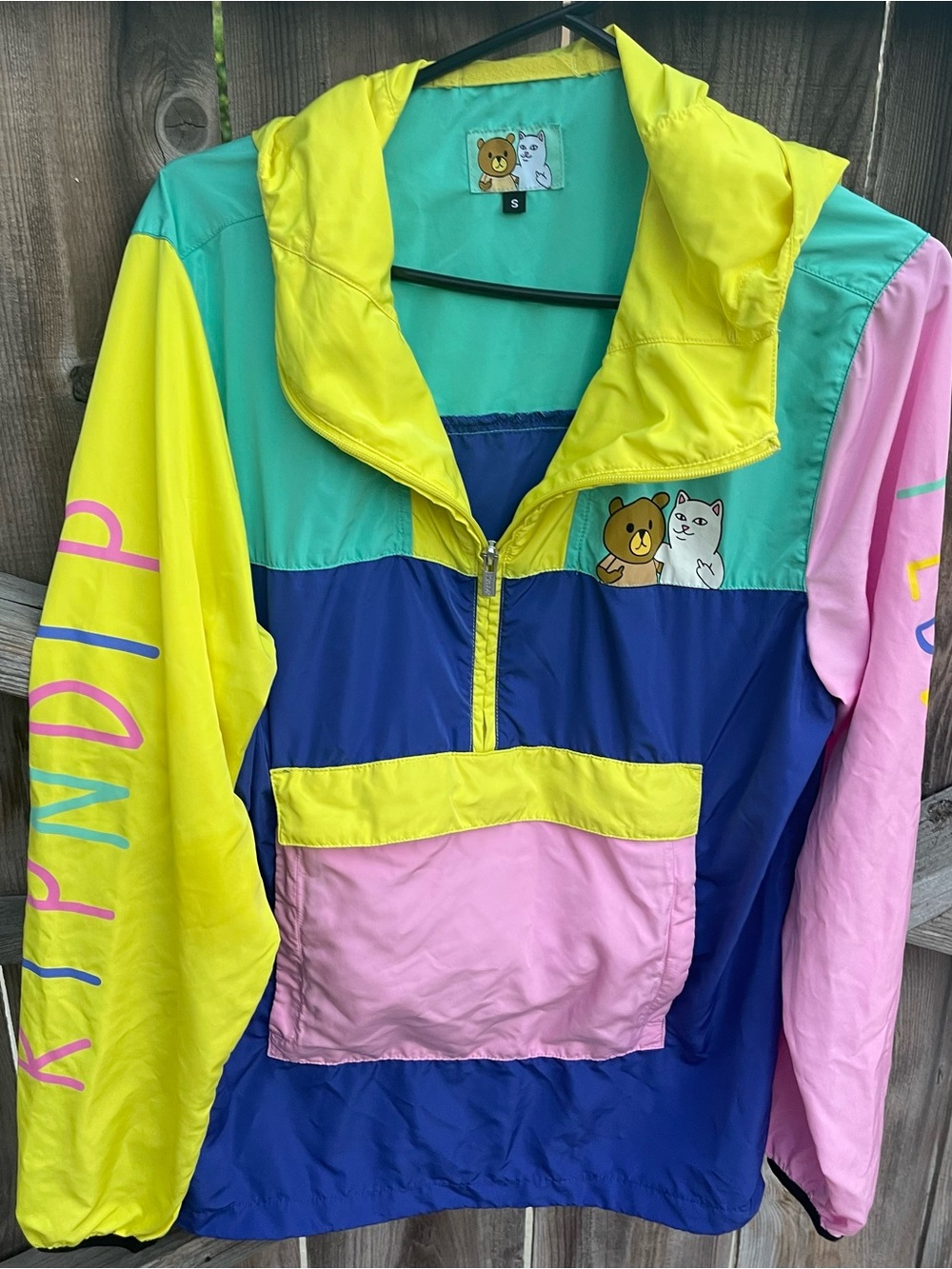 RIPNDIP x Teddy Fresh Anorak Windbreaker Jacket Packable Colorblock Half Zip S